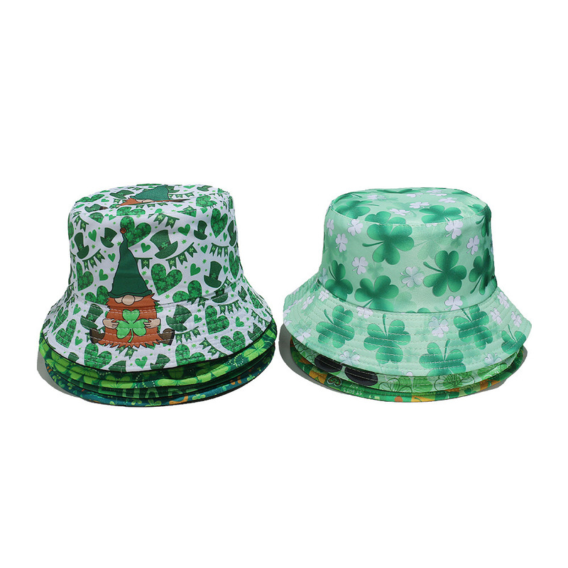 2026 New Irish Festival Printed Fisherman Hat Clover St. Patrick's Day European and American Party Sun Hat