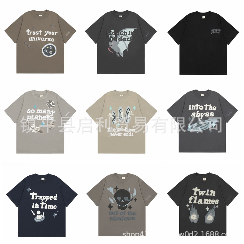 Item Thumbnail for European and American high street skull letter foam printing loose round neck short sleeve men's and women's casual T-shirt couple half-sleeve tide