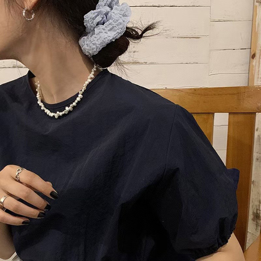 S925纯银不规则巴洛克天然淡水珍珠项链女轻奢复古