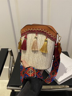 Ethnic woven high quality shoulder bag, bucket, one-shoulder bag, ethnic style
