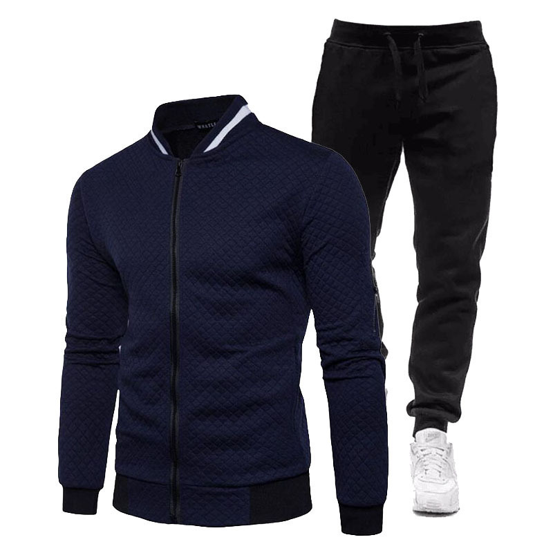 Set di due pezzi hip-hop di tendenza della moda personalizzata con cardigan scozzese da uomo autunno e inverno 2022_voghion.com