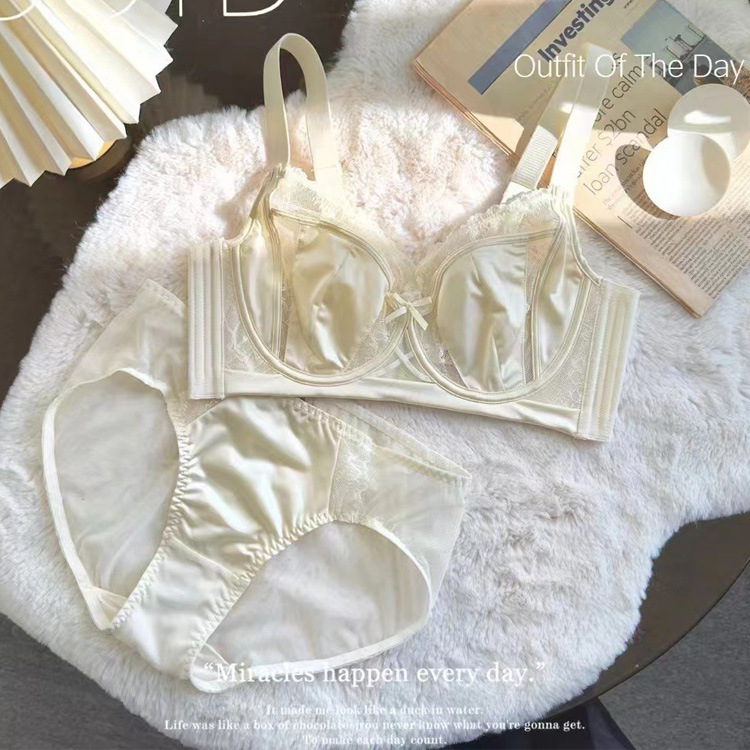 El año de la vida, la ropa interior de satén de encaje sexy francés, las mujeres son delgadas y los pechos grandes son pequeños y sin costuras, sujetador de pecho ajustable