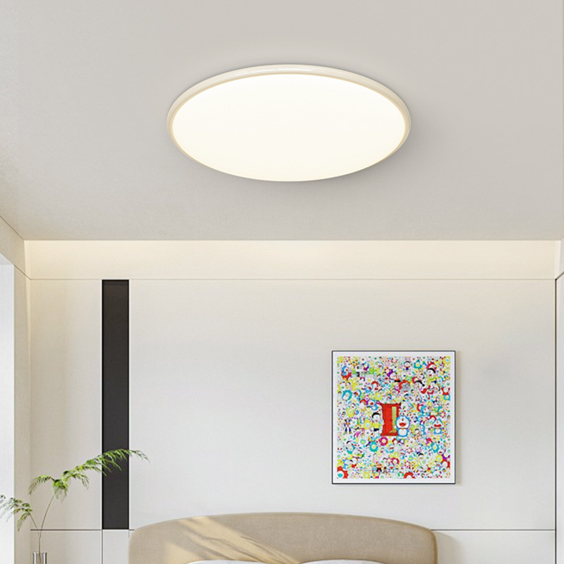 2024 nueva lámpara de techo de la sala de estar viento de crema ultra delgado de espectro completo de la habitación de niños lámpara de estudio de protección de ojos dormitorio lámpara de techo