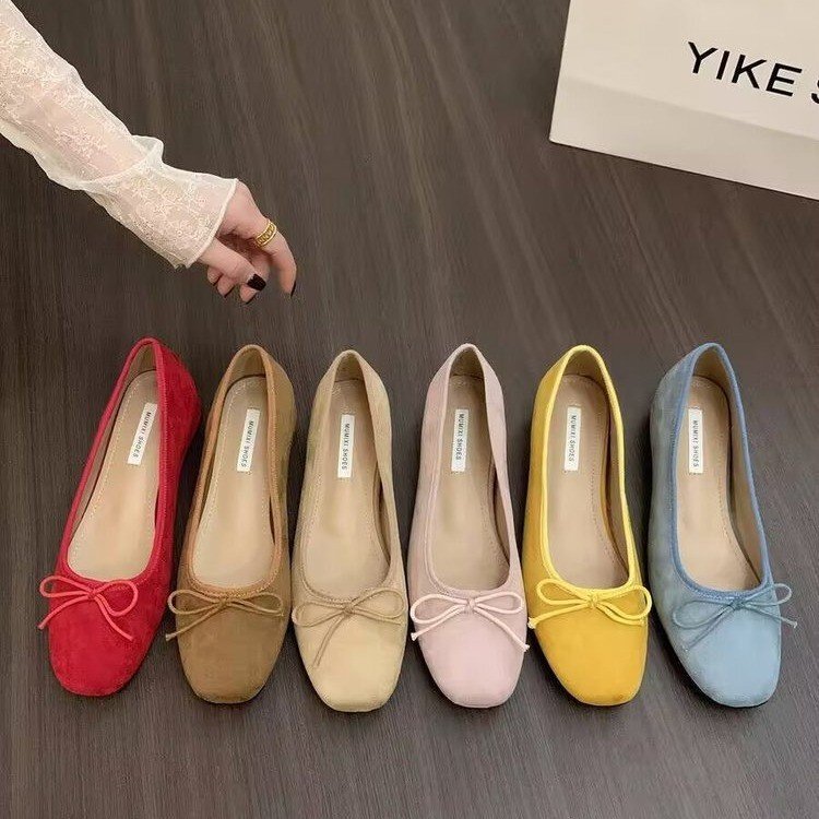 2025 spring new candy-colored bow increased flat shoes bean shoes fashion women's shoes wholesale
