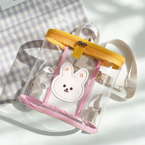韩国同款儿童书包宝宝透明果冻背包小熊卡通防水男女孩双肩沙滩包