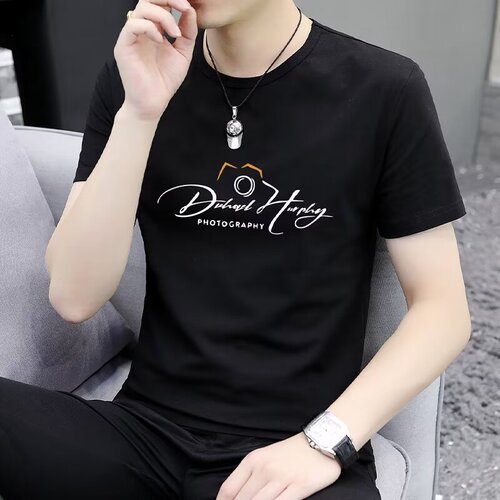Men's European Station Fashion Summer New Trend Brand Men's Letter Print Short Sleeve Wholesale Slim Fit T-Shirt European Style Trend