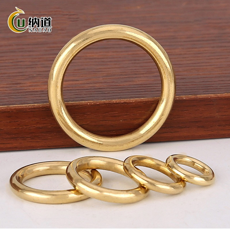 Venta al por mayor equipaje de cuero DIY hardware cerrado anillo tórico latón sólido anillo de metal anillo sin costura