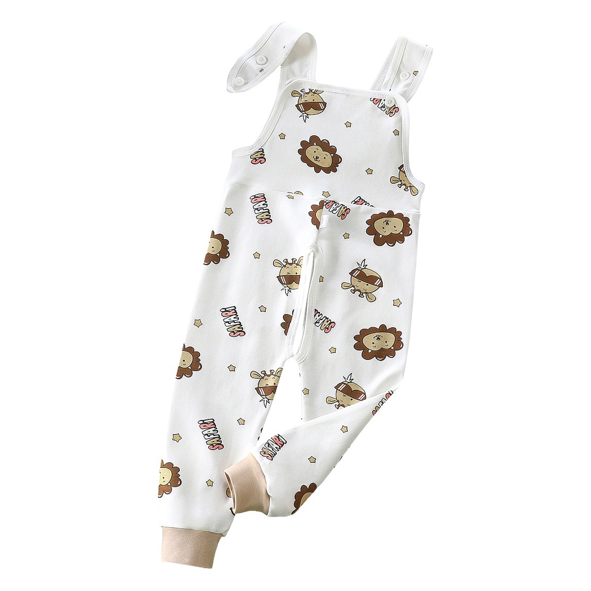 Children's spring and autumn suspender pants kindergarten nap pants baby high waist belly protection long pants boys and girls open-end home pants