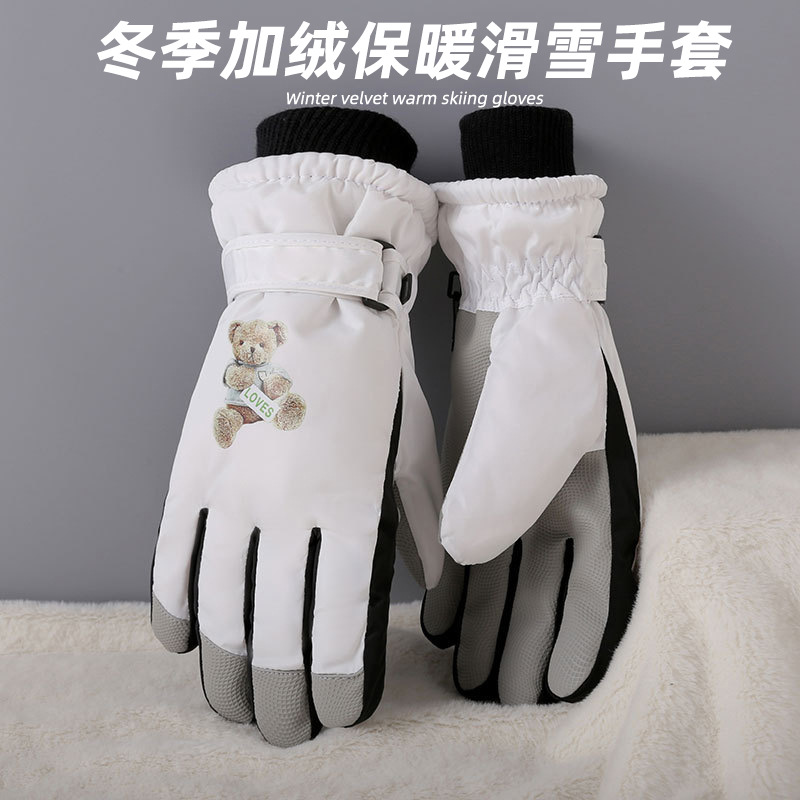 Guantes de esquí de invierno para mujeres calientes a prueba de frío pantalla táctil a prueba de salpicaduras de agua al aire libre a prueba de viento guantes de vello grueso