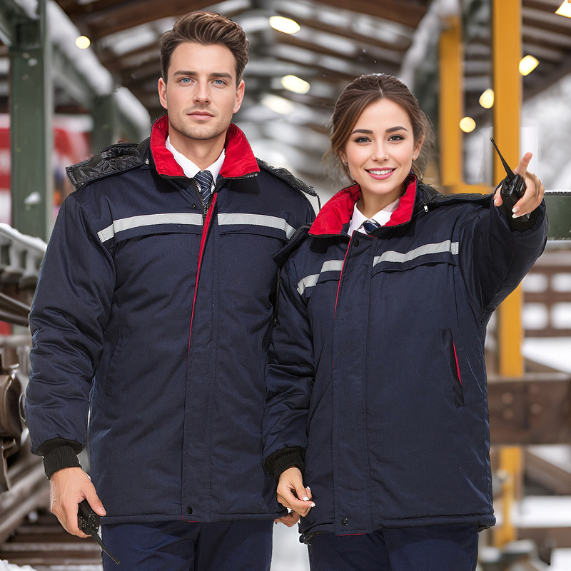 Winter thickened and fleece-lined workwear, cotton-padded jackets, outerwear, cold-resistant work clothes for electricians, cleaners, and laborers, unisex work jackets Winter thickened and fleece-lined workwear, cotton-padded jackets, outerwear, cold-resistant work clothes for electricians, cleaners, and laborers, unisex work jackets