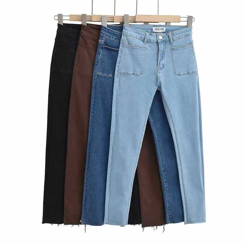 Spring European and American Style Sexy Stretchy Slim-Fit Front-Pocket Skinny Pencil Jeans