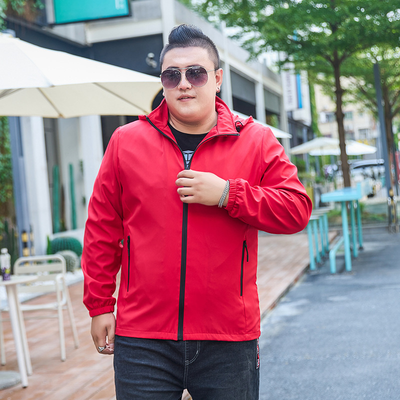 Plus size Spring and Autumn windproof waterproof jacket men's casual jacket outdoor windbreaker mountaineering raccoon long sleeve