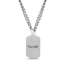 跨境热销嘻哈风光面军牌项链 diy刻字磨砂狗牌古巴链吊牌一件代发