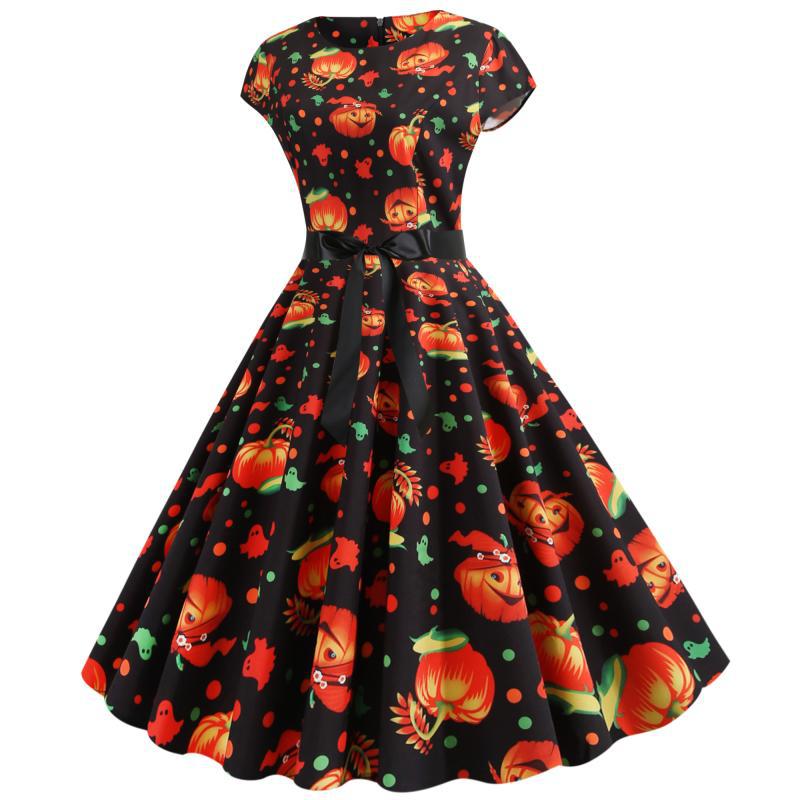 women s printing big swing dress nihaostyles wholesale halloween costumes NSSAP78591