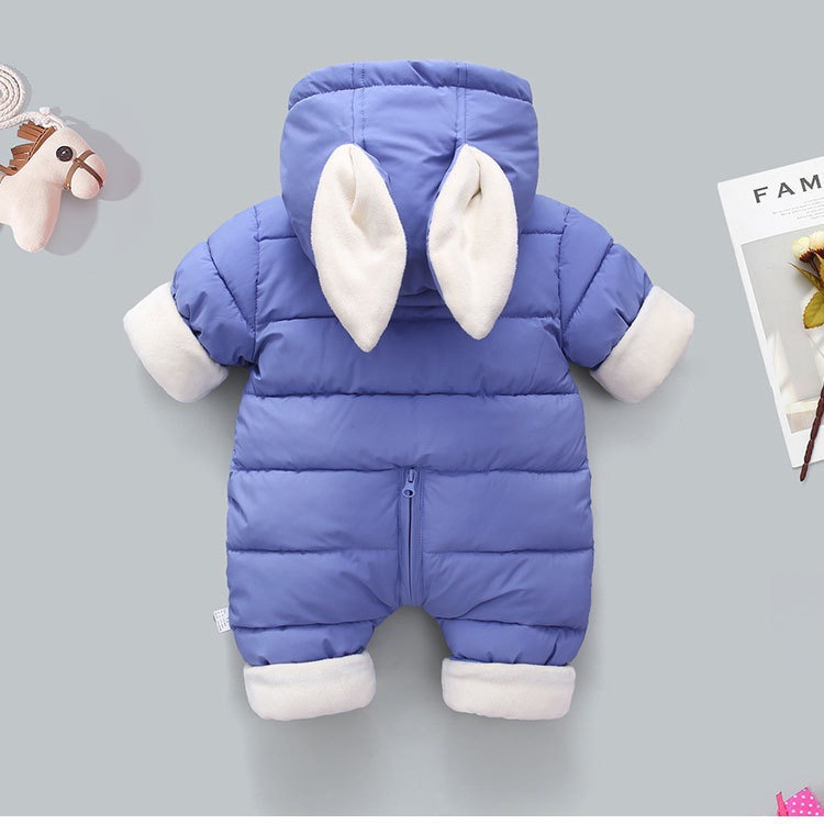 Bebé de una sola pieza abajo ropa acolchada de algodón engrosada con forro polar recién nacido mameluco con capucha de dibujos animados mameluco cálido mameluco