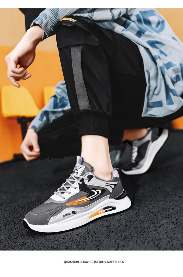 Giày thể thao nam da PU chống nước kiểu sneaker đế mềm chống trơn trượt — D291 màu trắng, D291 màu xám, D291 màu đen chi tiết 12