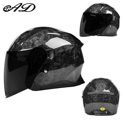 Motorcycle Safety Supplies – Cycling Winter Safety Helmet - carbon-fiber-forged-bright-black-black-tea-mirror-free-high-definition-mirror-m-suitable-for-head-circumference-56-57