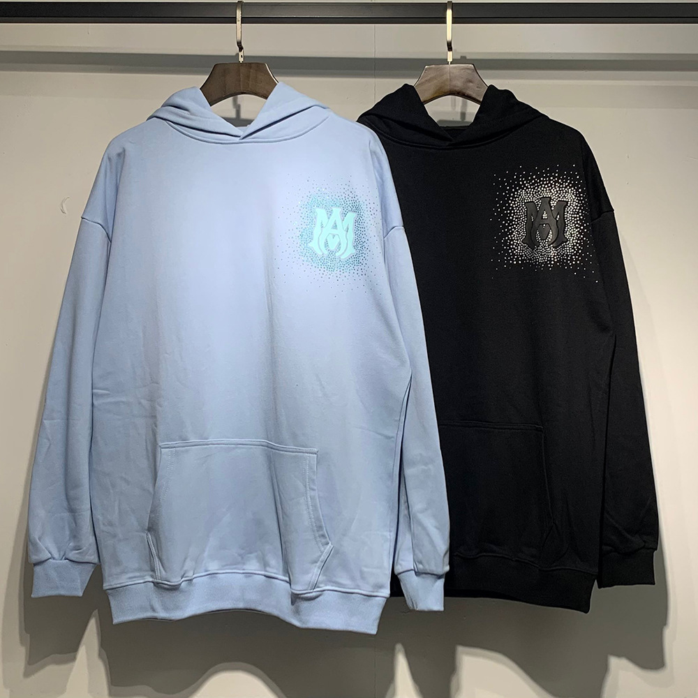 AMIRI suéter colección de letras de impresión transfronterizas 360 gramos de anillo masculino suelto casual sudadera encapuchada