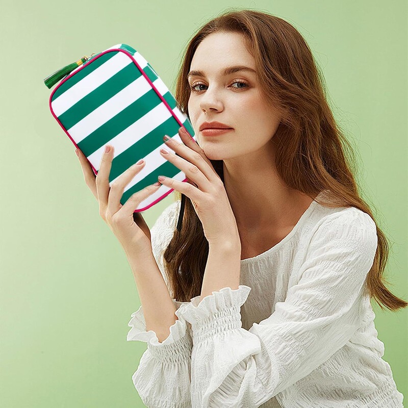 Amazon's Best-Selling Striped Cosmetic Storage Bag, Multi-Functional Portable Toiletry Bag, Waterproof Mini Storage Bag, Customized