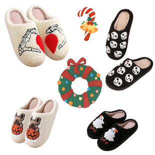 J 74722 Cartoon Skeleton Winter Warm Slippers ���t��ů����Ь