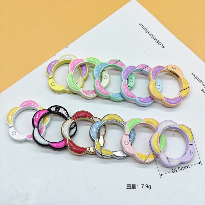 スプリングリングキャンディーカラースプリングバックルアクセサリーカラフルな愛ペイントブックリングカードリングキーホルダーオープン diy ジュエリー|undefined
