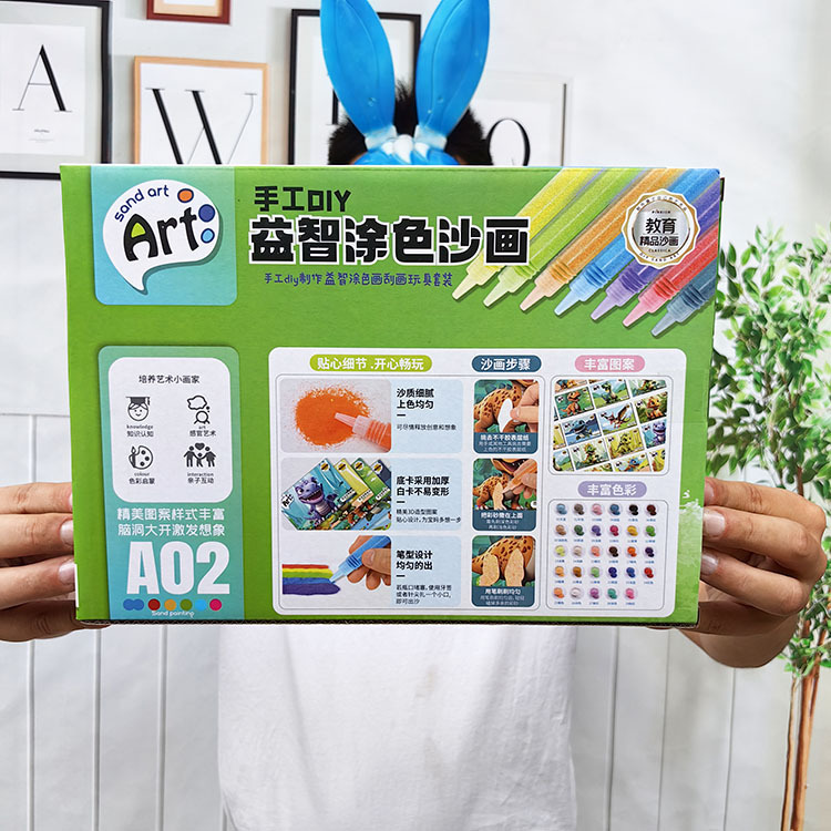 D031019WB handmade DIY educational coloring sand painting Tyrannosaurus unicorn dinosaur series toy set