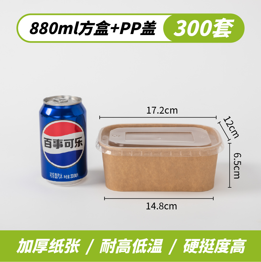 商用卸売り使い捨てクラフト紙ボウル包装箱軽食果物外食弁当箱分解性製品蓋付き