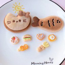 热销可爱毛绒猫咪小鱼食玩树脂配件发饰鞋花diy材料批发pj1832