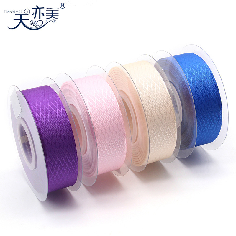 Tianyi Mei venta al por mayor 2,5 cm de gama alta regalo arco cinta caja de regalo embalaje decorativo cuadrado diamante cinta