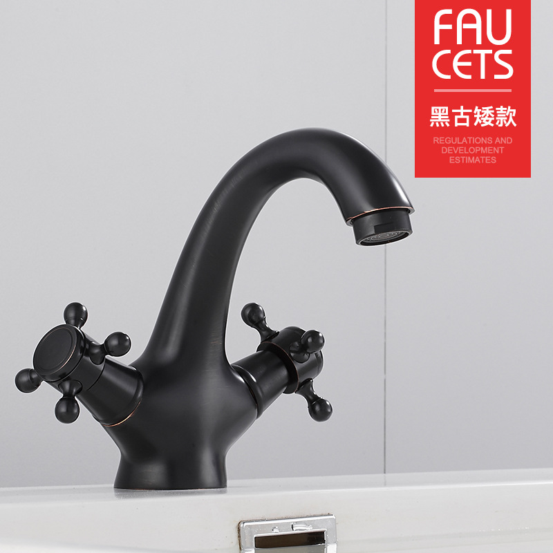 De estilo europeo cobre grifo de oro antiguo grifo de la cuenca del grifo baño Lavado de Manos cuenca fría retro hogar
