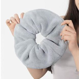 Large Hair Towel Scrunchie for Women, Absorbent Plush Hair Tie, Gentle on Hair, Dual-Use Face Washing Tool, Hair Drying Scrunchie