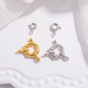 S925 sterling silver round steering wheel buckle sailor buckle DIY bracelet necklace connection universal spring buckle accessories SK37