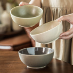 多色陶瓷碗米饭碗复古风家用小碗批发圆形碗餐具汤面碗餐厅甜品碗