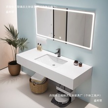 单层岩板台下盆带智能镜卫生间洗手盆厕所洗漱台酒店民宿公寓工程