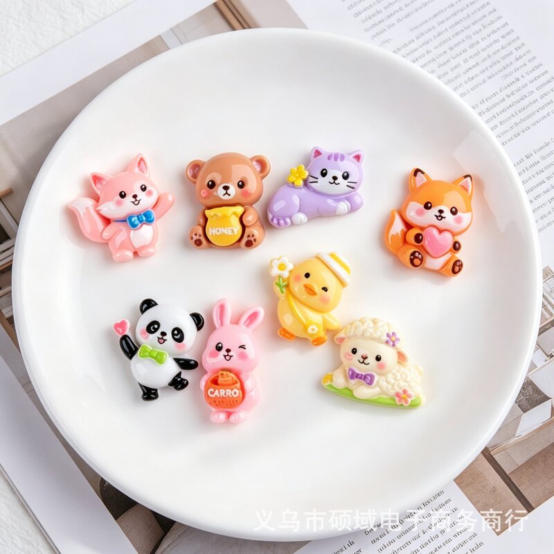 Cartoon playful animal DIY handmade resin accessories for clogs, phone cases, cup stickers, and hair ties Cartoon playful animal DIY handmade resin accessories for clogs, phone cases, cup stickers, and hair ties