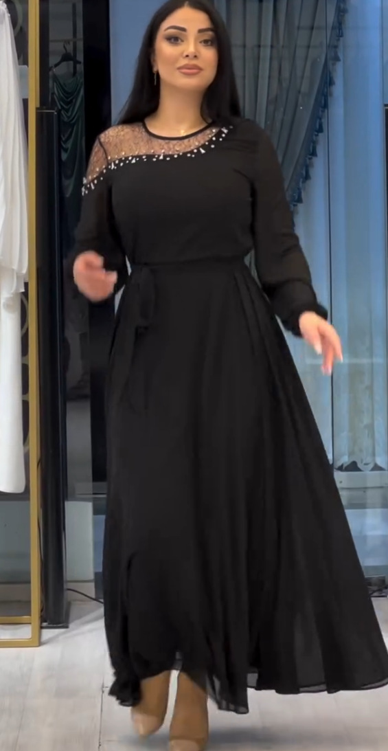 2025 Spring New Cross-Border Embroidered Middle Eastern Turkish Arab Dubai Muslim Women's Fashion Dress_ecoleips.com
