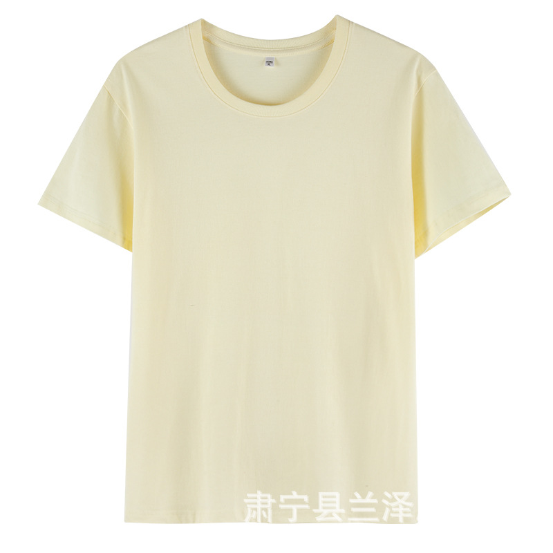 卸売り180グラム夏の薄手半袖男女純色シャツ丸襟綿tシャツ作業服カスタムロゴ