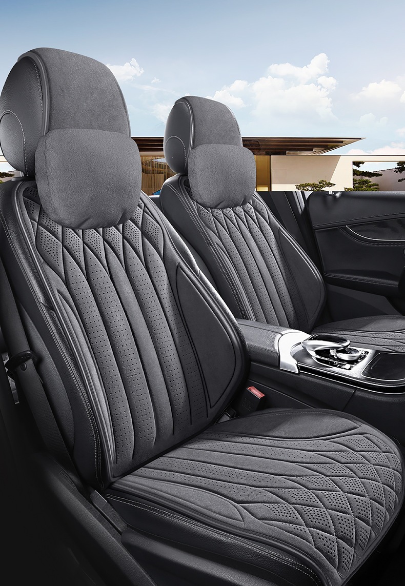 New Cross-Border Suede Semi-Enclosed Slim Waist Car Seat Cushion Wholesale Single Seat Double Seat Universal for All Seasons Multi-Piece Set