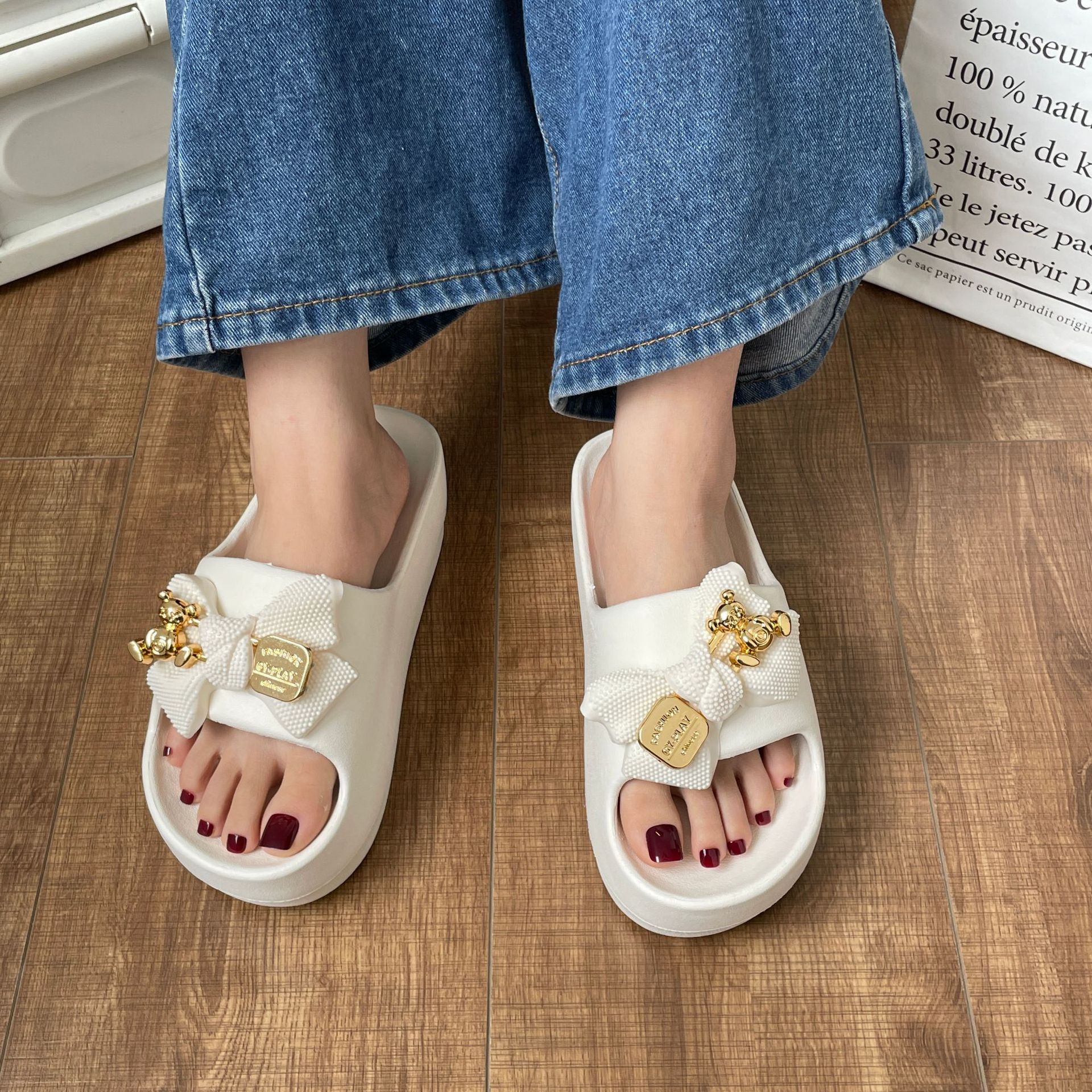 Damen-Flip-Flops, Strand-Leder-Gummi-Slipper mit Fußgewölbeunterstützung_voghion.com