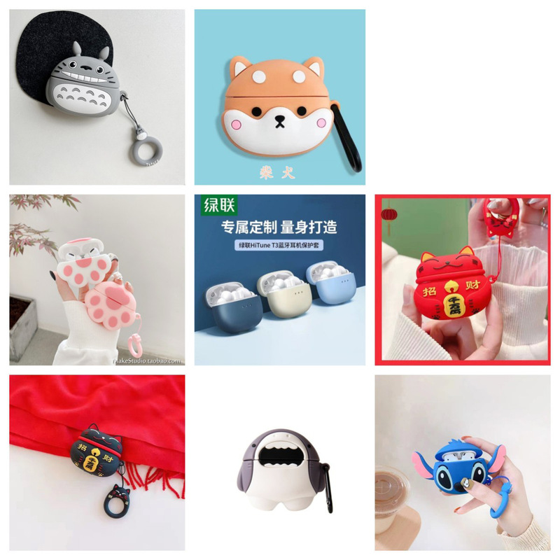 Suitable for Ugreen Green Alliance Bluetooth Headset Hitune T3 Cartoon Silicone Soft Shell Cute Green Alliance T3 Anti-Fall Box