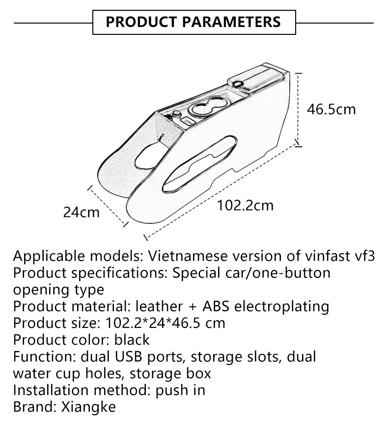 Suitable for Vinfast Vf3 Armrest Box Center Console Vf5 Modified Car Accessories Vf6 Overseas Version Storage Box