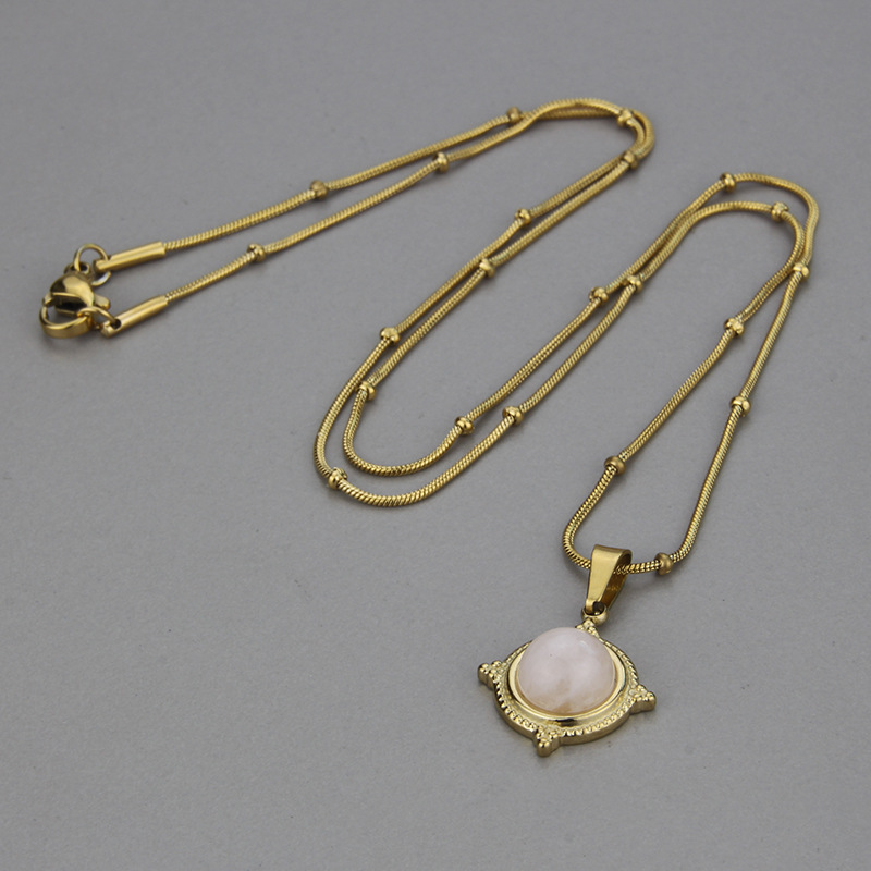 Simple Style Geometric Titanium Steel Pendant Necklace Earrings Artificial Gemstones Stainless Steel