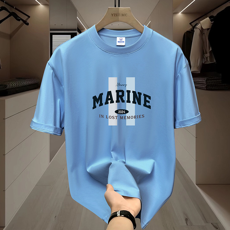 Summer Heavyweight 100% Pure Cotton Short-Sleeve T-Shirt for Men, Round Neck, Loose Fit, All-Cotton Half-Sleeve T-Shirt, Men's Clothing, Base Layer Shirt Summer Heavyweight 100% Pure Cotton Short-Sleeve T-Shirt for Men, Round Neck, Loose Fit, All-Cotton Half-Sleeve T-Shirt, Men's Clothing, Base Layer Shirt