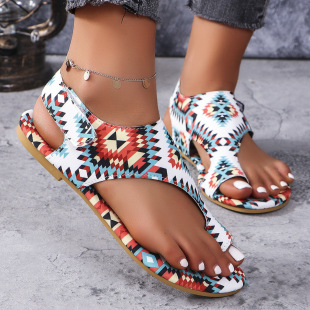 Cross-border Trade 2024 Summer Color Round Toe European and American Fashion Velcro Women's plus size Platform Sandals