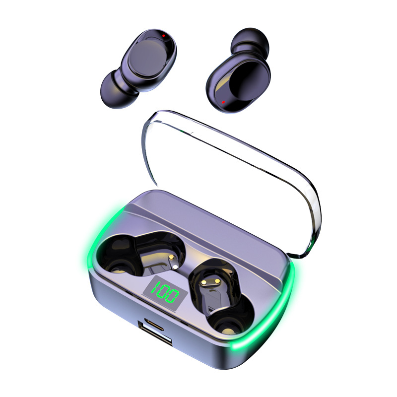 Nuevo diseño de almacén transparente M60 auricular Bluetooth inalámbrico transfronterizo pantalla digital inteligente con fuente de alimentación móvil entrega de una sola pieza