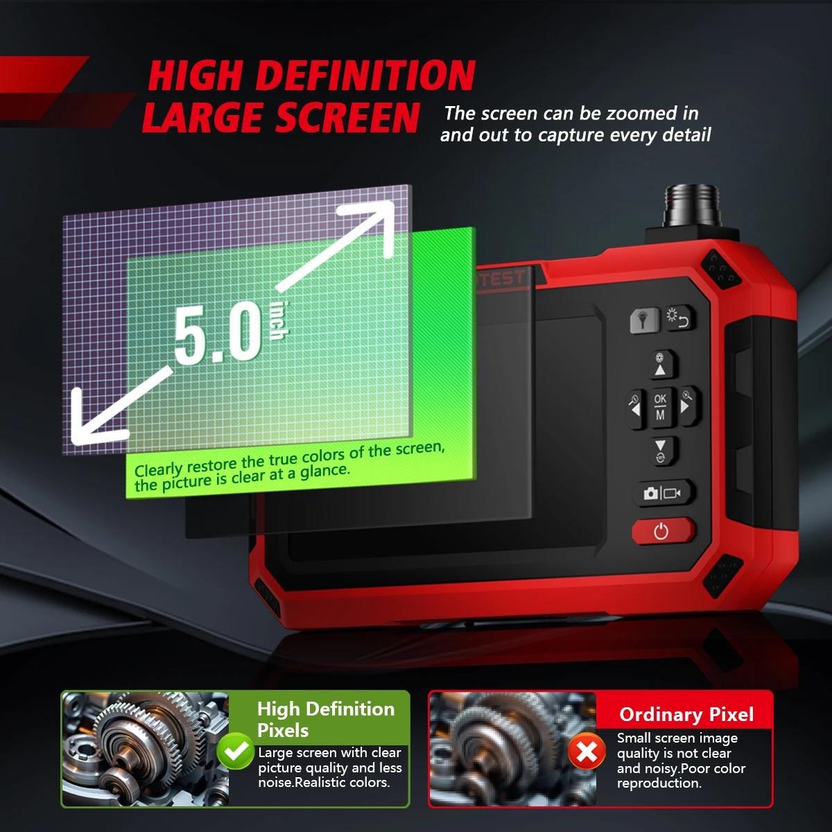 HABOTEST Taşınabilir HD Endüstriyel Borescope 4.3 İnç Ekranlı Boru Oto Onarım Su Geçirmez Kamera