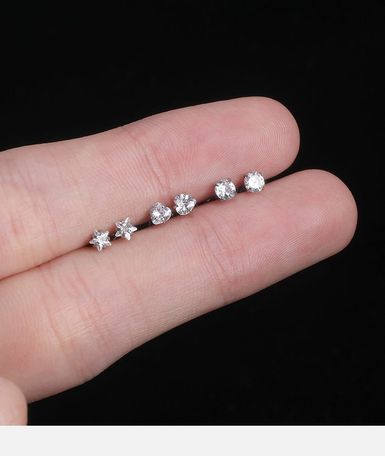Cross-Border New Personality Zircon Stainless Steel Lip Nail Lip Ring European and American Thread Inner Tooth Lip Decoration Piercing Jewelry Wholesale detail image 11