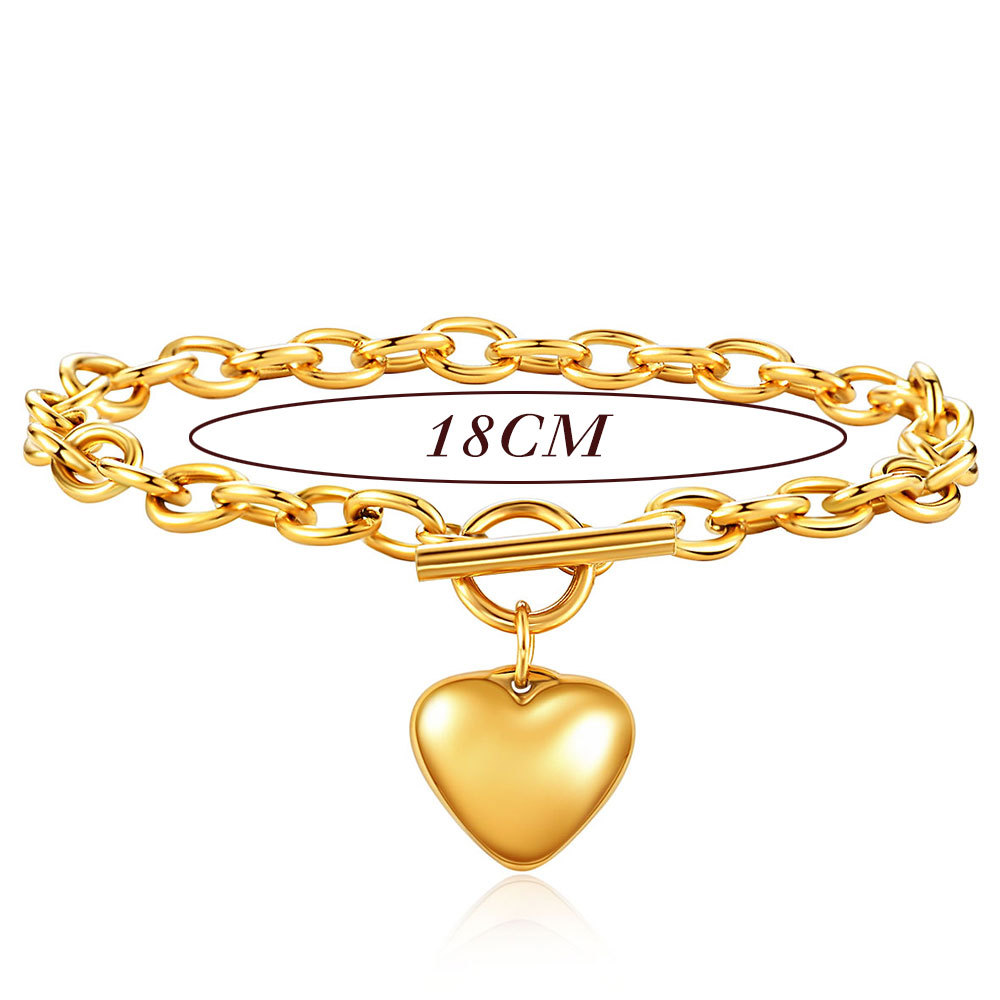 Fashion Simple Titanium Steel Heart Pendant Cross Chain Ot Buckle Bracelet display picture 1