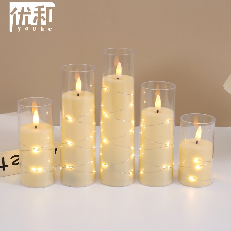 LED フレームレスキャンドルライトクリスマスパーティーストリングライト西洋レストラン結婚式の装飾品アクリル電子リモコンキャンドル|undefined