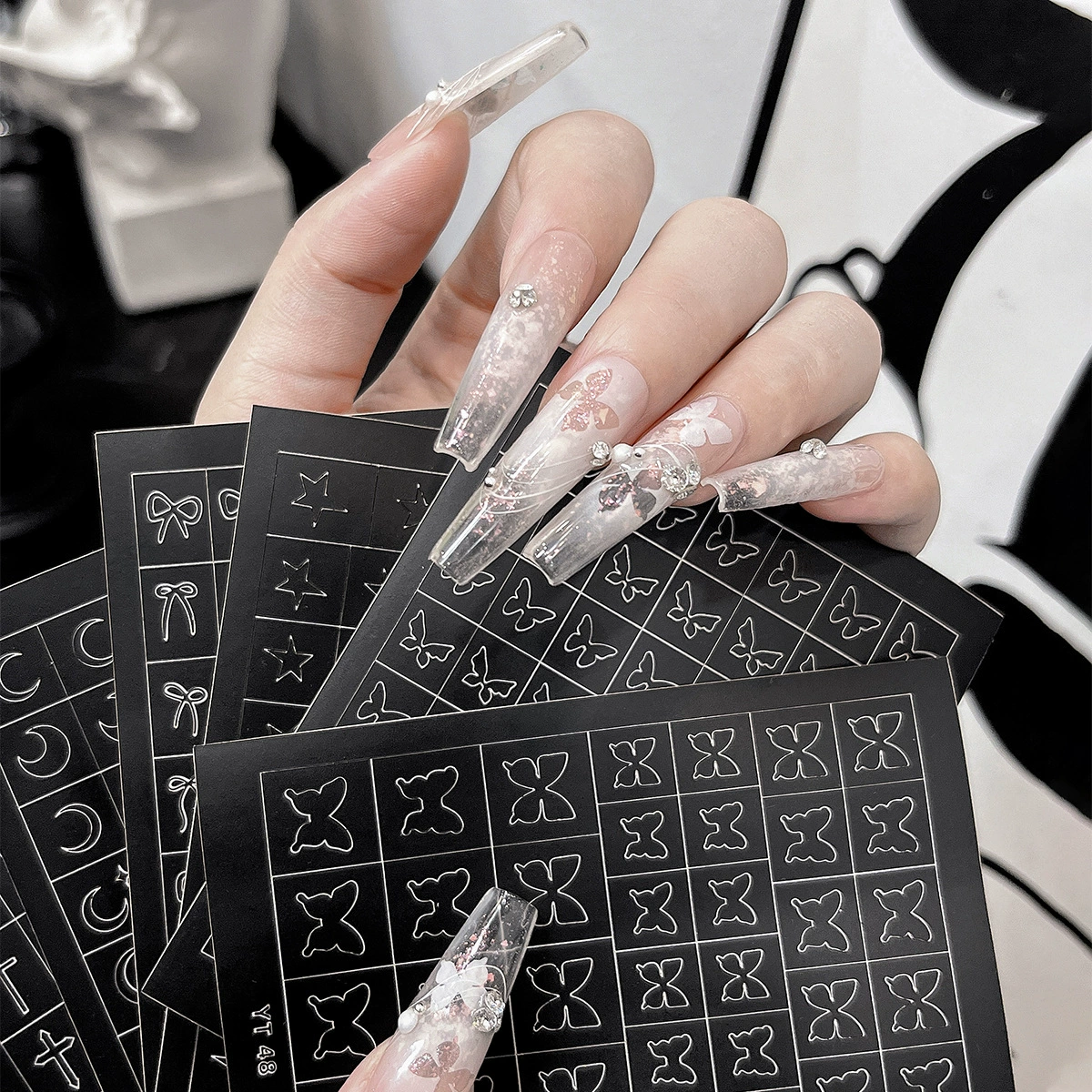 YITU муравьиная фигура Полая бабочка крест облака Кросс сердце бабочка струйная луна снежинка ногтей наклейка YT42